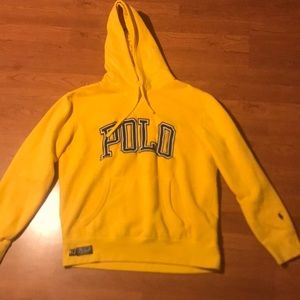 Mens Polo Ralph Lauren Script Logo Yellow Hoodie Size M